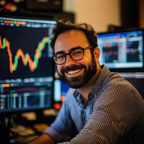 Retrato sonriente de un analista financiero