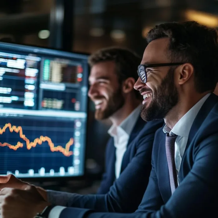 Traders analizando gráficos bursátiles